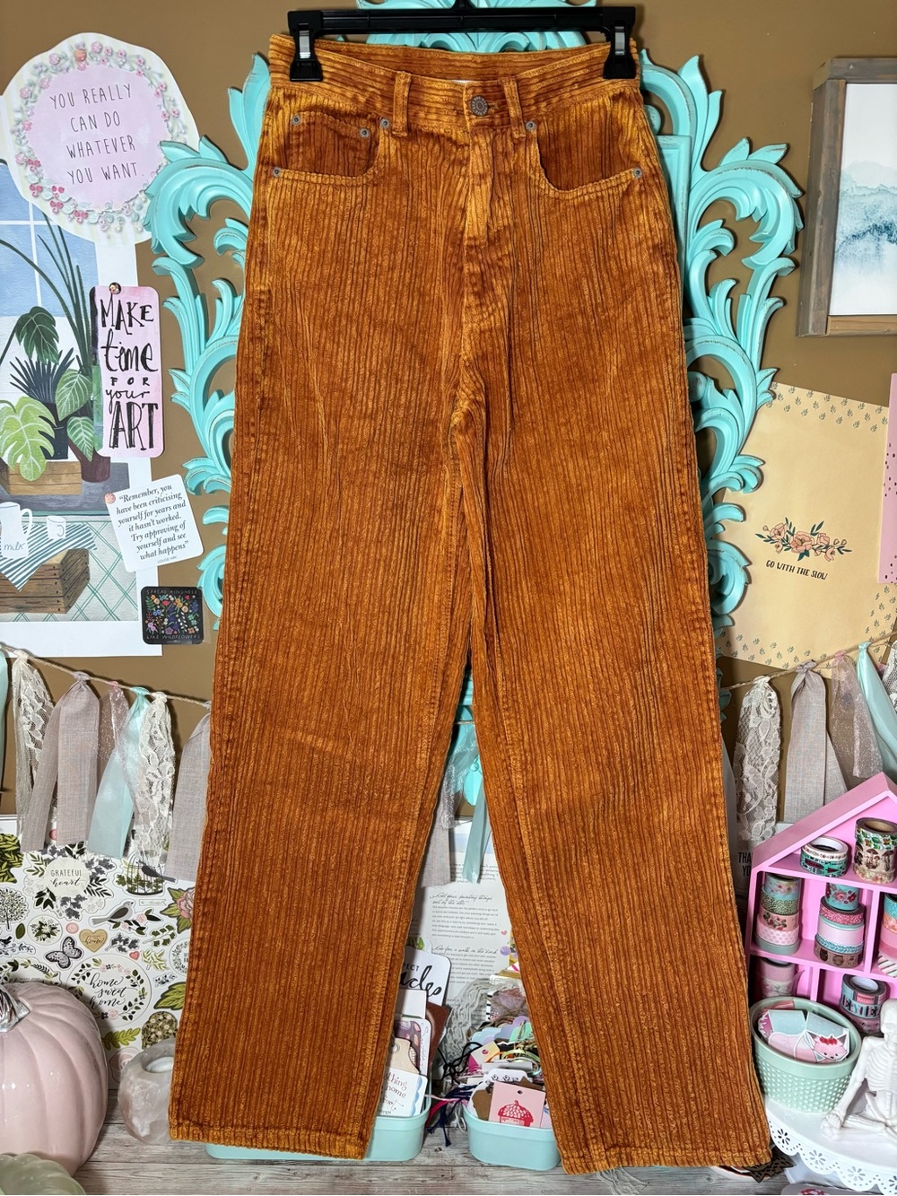 BDG Urban Outfitters High Rise Baggy Corduroy Pants Burnt Orange Women’s Size 25